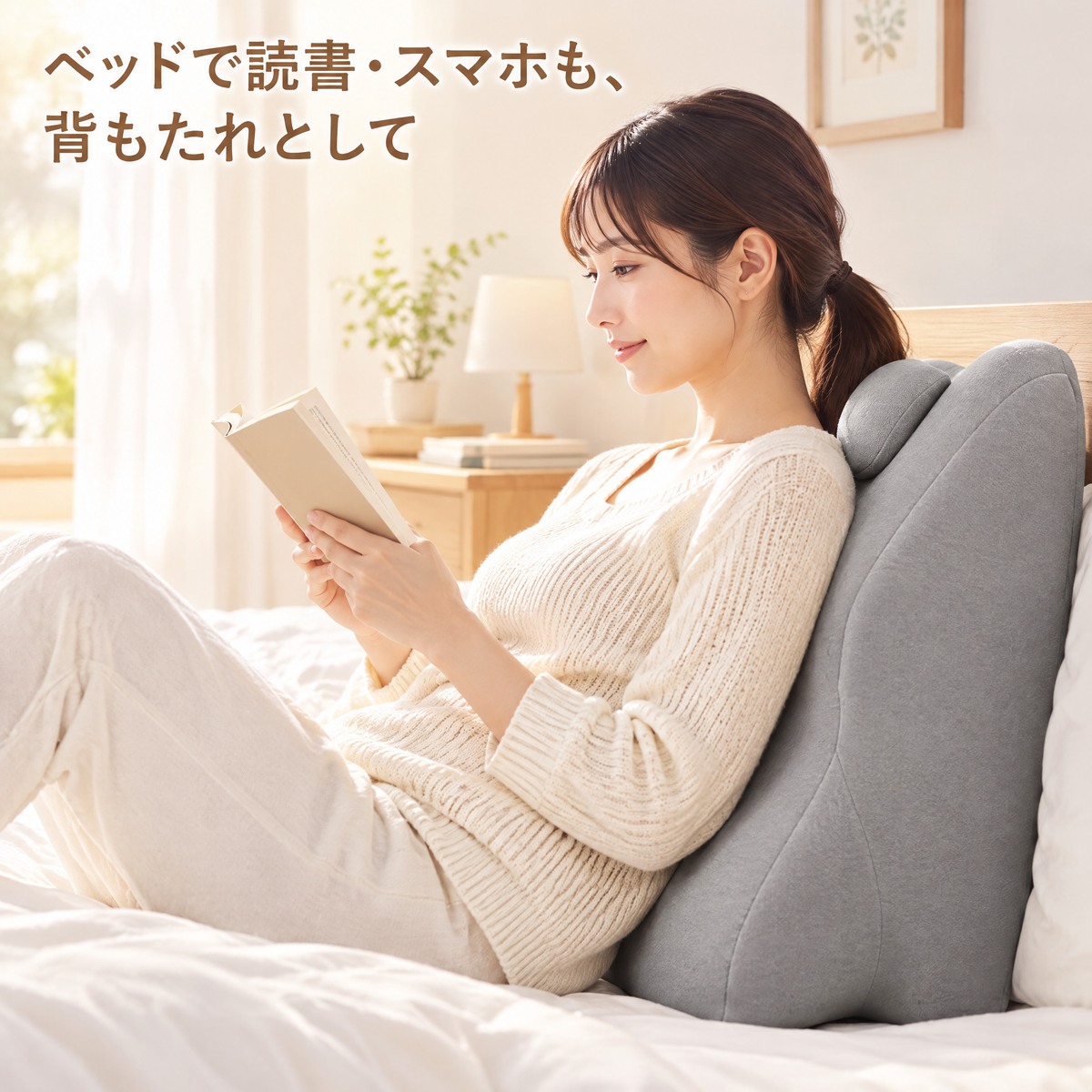 ベッドでくつろぐ時間の背もたれに